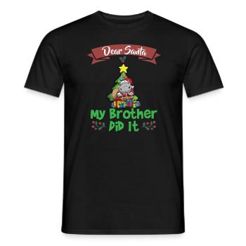 Cher Père Noël Mon frère l’a fait Frères et sœurs Noël - T-shirt homme - noir - Devant - AI Model Male 178 light (178cm)