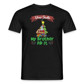 Cher Père Noël Mon frère l’a fait Frères et sœurs Noël - T-shirt homme - noir - Devant - AI Model Male 178 light (178cm)