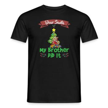 Cher Père Noël Mon frère l’a fait Frères et sœurs Noël - T-shirt homme - noir - Devant - AI Model Male 178 light (178cm)
