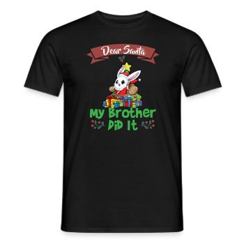 Cher Père Noël Mon frère l’a fait Frères et sœurs Noël - T-shirt homme - noir - Devant - AI Model Male 178 light (178cm)