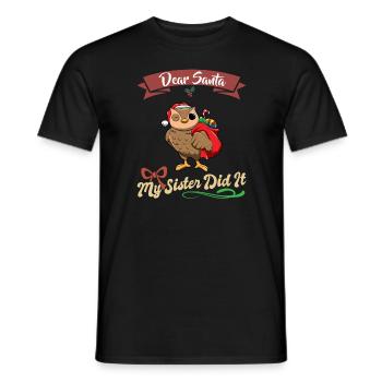 Cher Père Noël Ma sœur l’a fait frères et sœurs Noël - T-shirt homme - noir - Devant - AI Model Male 178 light (178cm)