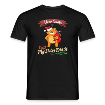 Cher Père Noël Ma sœur l’a fait frères et sœurs Noël - T-shirt homme - noir - Devant - AI Model Male 178 light (178cm)