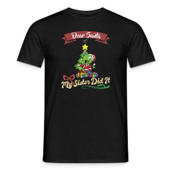 Cher Père Noël Ma sœur l’a fait frères et sœurs Noël - T-shirt homme - noir - Devant - AI Model Male 178 light (178cm)
