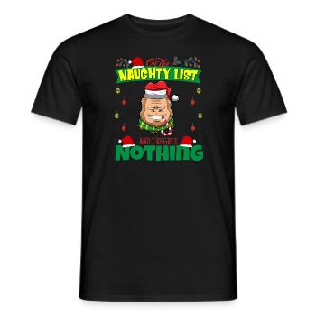Sur la liste coquine et je ne regrette rien Père Noël - T-shirt homme - noir - Devant - AI Model Male 178 light (178cm)