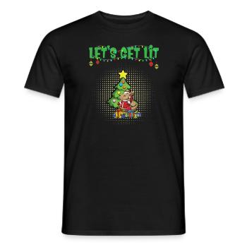 Let's Get Lit Advent Season Christmas Party X-Mas - Men's T-Shirt - black - Front - AI Model Male 178 light (178cm)