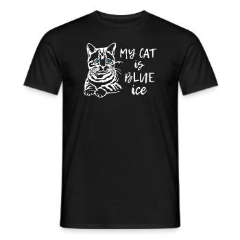 Funny My Cat is Blue Eyes or Ice - Männer T-Shirt - Schwarz - Vorne - AI Model Male 178 light (178cm)