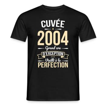Anniversaire 20 ans - Cuvée 2004 - Cadeau Humour - T-shirt homme - noir - Devant - AI Model Male 178 light (178cm)