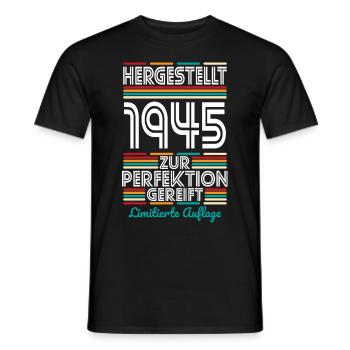 80e anniversaire - Fabriqué en 1945 - T-shirt homme - noir - Devant - AI Model Male 178 light (178cm)