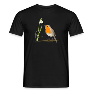 Spring, robins, snowdrops - Men's T-Shirt - black - Front - AI Model Male 178 light (178cm)