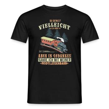 Modelleisenbahn Modellbauer - In Gedanken fahren - Männer T-Shirt - Schwarz - Vorne - AI Model Male 178 light (178cm)