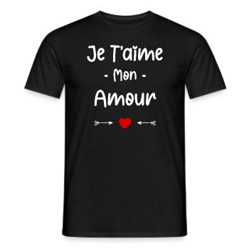 je t'aime mon Amour - T-shirt homme - noir - Devant - AI Model Male 178 light (178cm)