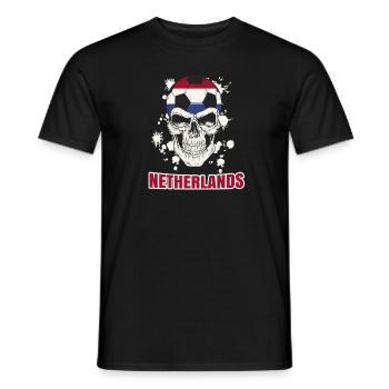Pays-Bas Football Joueur de football néerlandais Skull - T-shirt homme - noir - Devant - AI Model Male 178 light (178cm)