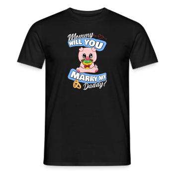 Offre de mariage maman épouseras-tu mon papa - T-shirt homme - noir - Devant - AI Model Male 178 light (178cm)