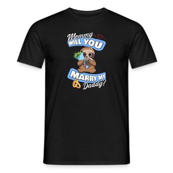 Offre de mariage maman épouseras-tu mon papa - T-shirt homme - noir - Devant - AI Model Male 178 light (178cm)