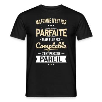 Ma femme pas parfaite mais elle est comptable - T-shirt homme - noir - Devant - AI Model Male 178 light (178cm)