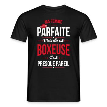 Ma femme n'est pas parfaite mais elle est boxeuse - T-shirt homme - noir - Devant - AI Model Male 178 light (178cm)