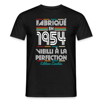 Anniversaire 70 ans - Fabriqué en 1954 - T-shirt homme - noir - Devant - AI Model Male 178 light (178cm)