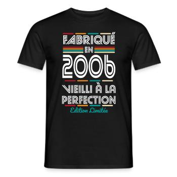 Anniversaire 18 ans - Fabriqué en 2006 - T-shirt homme - noir - Devant - AI Model Male 178 light (178cm)