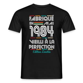 40-jähriges Jubiläum - Hergestellt im Mai 1984 - Männer T-Shirt - Schwarz - Vorne - AI Model Male 178 light (178cm)