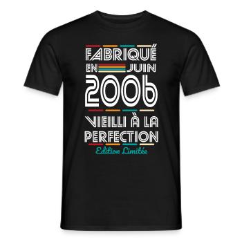 18-jähriges Jubiläum - Hergestellt im Juni 2006 - Männer T-Shirt - Schwarz - Vorne - AI Model Male 178 light (178cm)