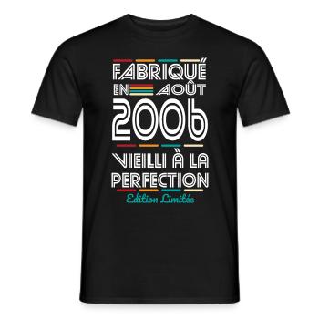18-jähriges Jubiläum - Hergestellt im August 2006 - Männer T-Shirt - Schwarz - Vorne - AI Model Male 178 light (178cm)