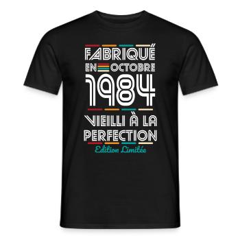 40-jähriges Jubiläum - Hergestellt im Oktober 1984 - Männer T-Shirt - Schwarz - Vorne - AI Model Male 178 light (178cm)
