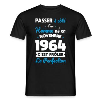 Compleanno 60 anni - Nato nel novembre 1964 - T-shirt uomo - nero - Fronte - AI Model Male 178 light (178cm)