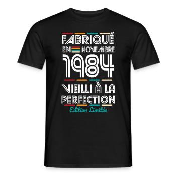 40. Jahrestag – Hergestellt im November 1984 - Männer T-Shirt - Schwarz - Vorne - AI Model Male 178 light (178cm)