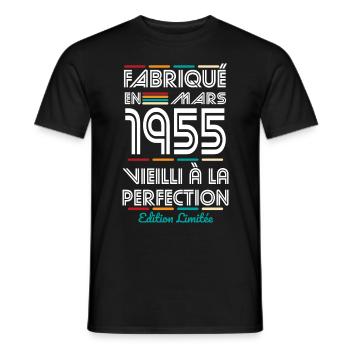 70 Year Anniversary - Made in March 1955 - Men's T-Shirt - black - Front - AI Model Male 178 light (178cm)