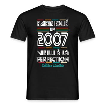 18th Birthday - Made in 2007 - Men's T-Shirt - black - Front - AI Model Male 178 light (178cm)