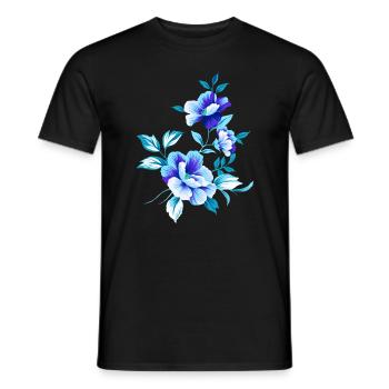 Schöne blaue Blumen Blume blau Sommer sommerlich - Männer T-Shirt - Schwarz - Vorne - AI Model Male 178 light (178cm)