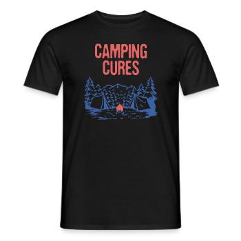 Camping Cures Vacances Camper Trip Camp Été - T-shirt homme - noir - Devant - AI Model Male 178 light (178cm)
