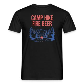 Camp Hike Fire Beer Camping Hiking Camper Hiker - Men's T-Shirt - black - Front - AI Model Male 178 light (178cm)