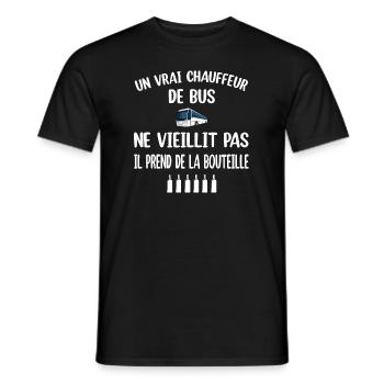 Un vrai chauffeur de bus ne vieillit pas t-shirt - T-shirt homme - noir - Devant - AI Model Male 178 light (178cm)