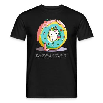 Donutcat - Men's T-Shirt - black - Front - AI Model Male 178 light (178cm)