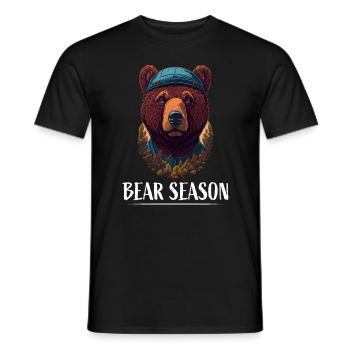 Retro Comic Illustration "Bear Season" - Men's T-Shirt - black - Front - AI Model Male 178 light (178cm)