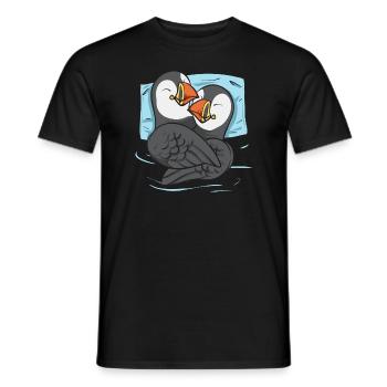 puffin puffin auke birds Lunde - Men's T-Shirt - black - Front - AI Model Male 178 light (178cm)