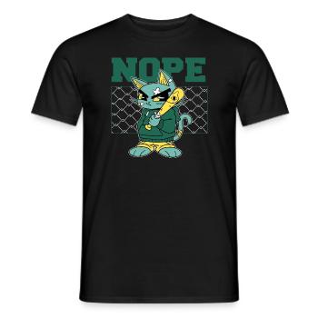 Angry Cat mit Baseballschläger - NOPE! - Männer T-Shirt - Schwarz - Vorne - AI Model Male 178 light (178cm)