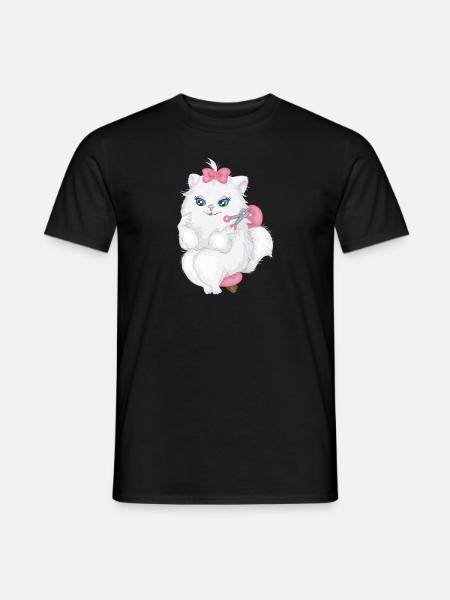 Süßes Katzen Motiv - Männer T-Shirt - Schwarz