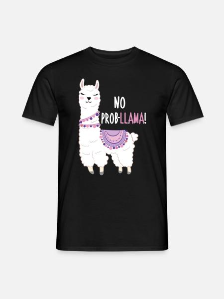 Kein ProbLlama Lama Funny Animal Cartoon - Männer T-Shirt - Schwarz