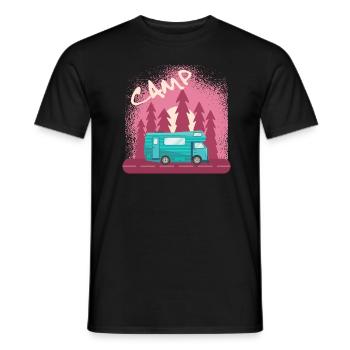 Camping Wohnmobil Vintage im Wohnwagen Caravan - Männer T-Shirt - Schwarz - Vorne - AI Model Male 178 light (178cm)