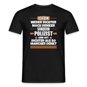 Ni poète ni penseur, mais policier - T-shirt homme - noir - Devant - AI Model Male 178 light (178cm)