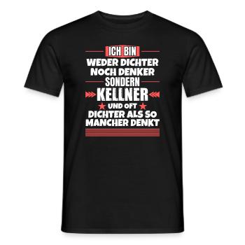 Neither poet nor thinker, but waiter - Men's T-Shirt - black - Front - AI Model Male 178 light (178cm)