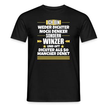 Ni poètes ni penseurs, mais vignerons - T-shirt homme - noir - Devant - AI Model Male 178 light (178cm)