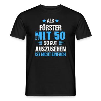 À 50 ans, beau forestier - T-shirt homme - noir - Devant - AI Model Male 178 light (178cm)