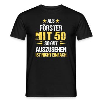 At 50, good-looking forester - Men's T-Shirt - black - Front - AI Model Male 178 light (178cm)