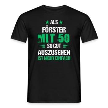 À 50 ans, beau forestier - T-shirt homme - noir - Devant - AI Model Male 178 light (178cm)