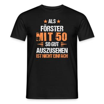 À 50 ans, beau forestier - T-shirt homme - noir - Devant - AI Model Male 178 light (178cm)