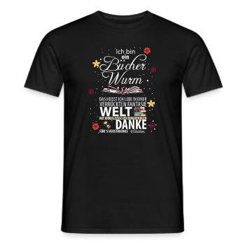 Bücherwurm - Männer T-Shirt - Schwarz - Vorne - AI Model Male 178 light (178cm)