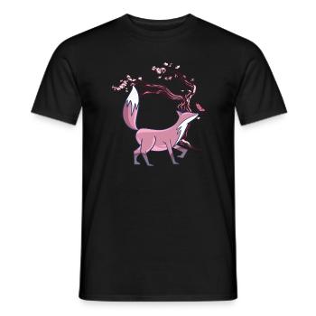 FOX Japanese Cherry Blossom Vintage Fox Kawaii - Men's T-Shirt - black - Front - AI Model Male 178 light (178cm)